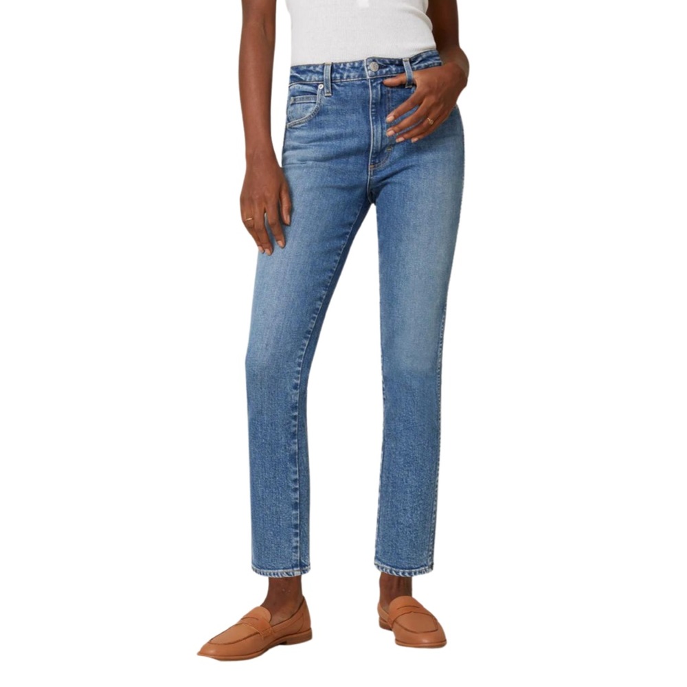 AMO Chelsea Crop Jeans Womens 24 Hope High Rise Straight Leg Denim Medium Wash